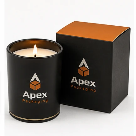 Apex Packaging branded candle boxes and jar packaging