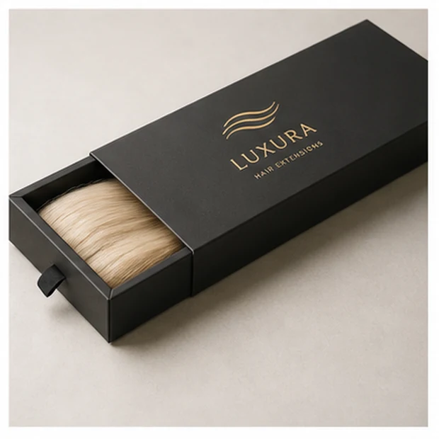 Apex Packaging branded hair extension boxes