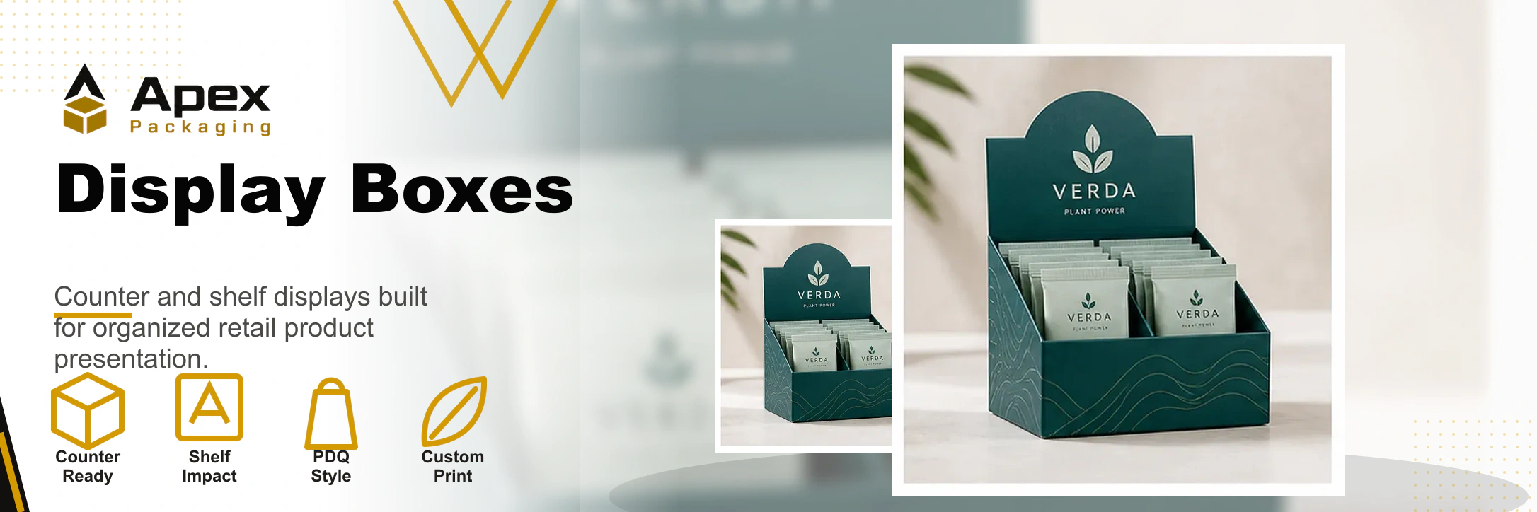 Professional packaging illustration for display boxes.