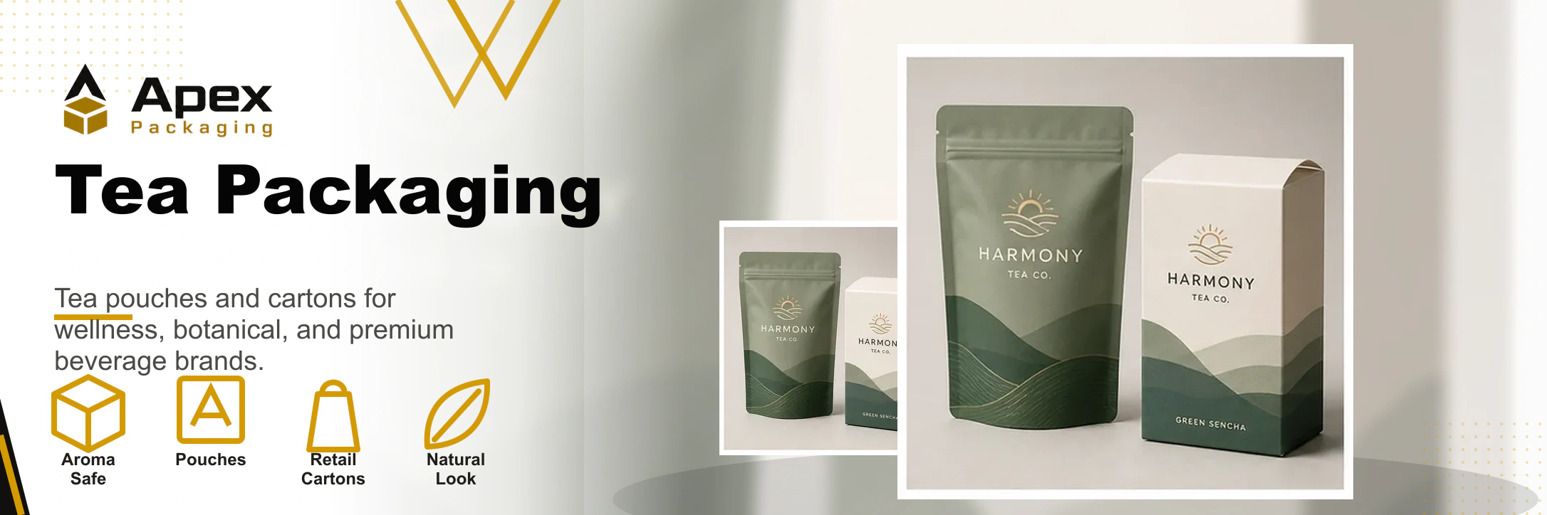 Professional packaging illustration for tea packaging boxes.