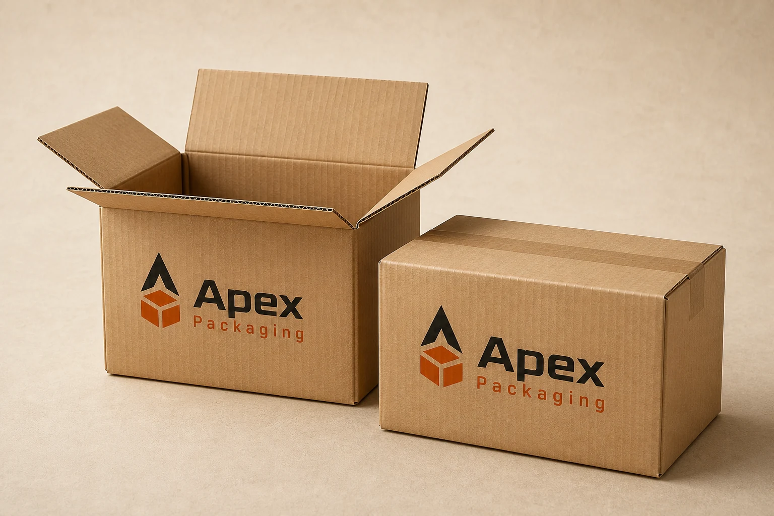 Apex Packaging branded corrugated shipping boxes