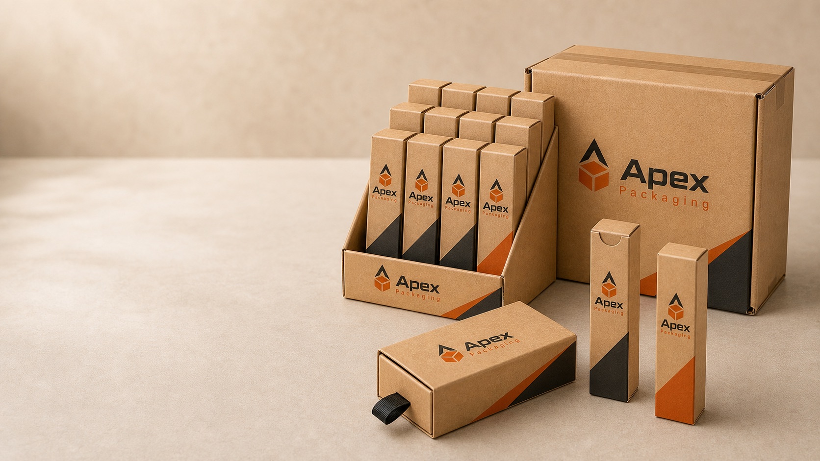 Apex Packaging branded vape cartons and display packaging